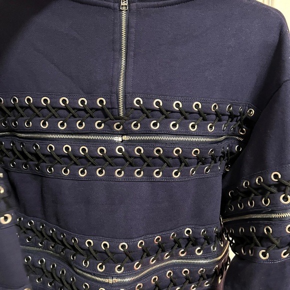 Hood By Air Laced-up Navy Sweatshirt Size Medium - Picture 3 of 3